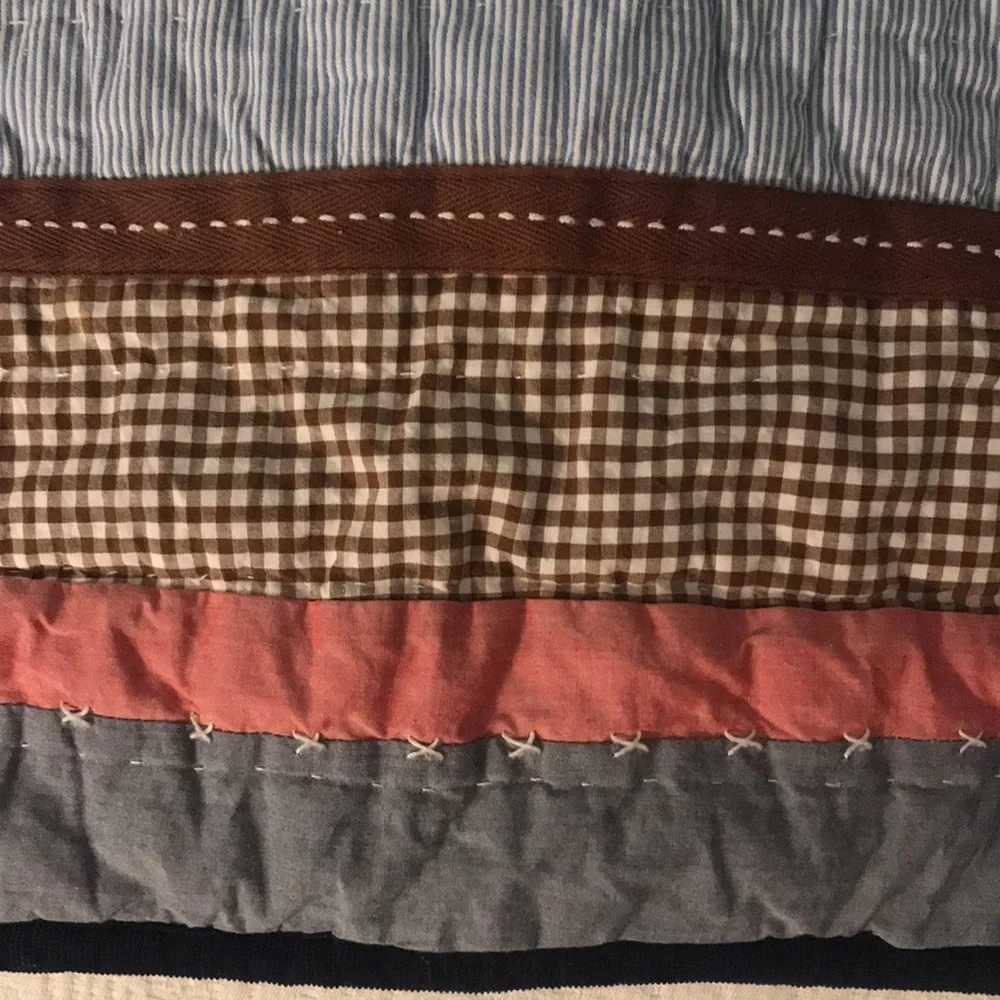 Pottery Barn Kids Striped & Gingham Patchwork Euro Pillow Sham Blue Red Green